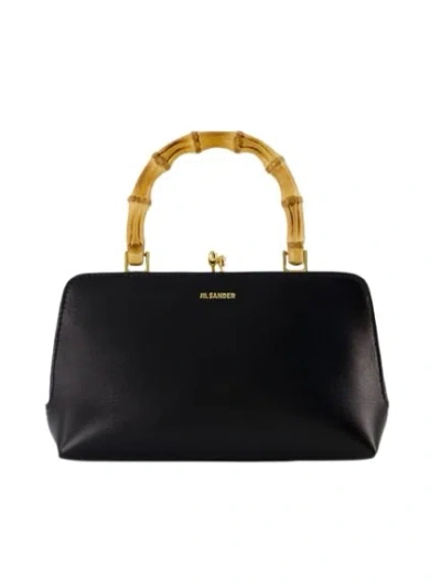 Jil Sander Leather Goji Square-frame Top-handle Bag In Black