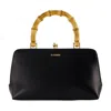 Jil Sander Mini Goji Bamboo Top Handle Bag In Black