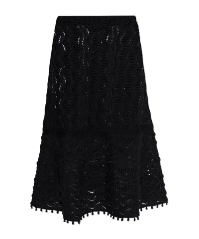 Jil Sander Crochet Midi Skirt In Black