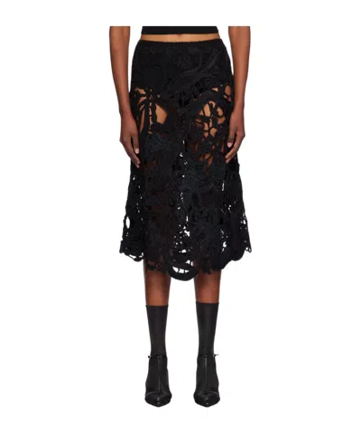 Jil Sander Hollow Skirt In Black