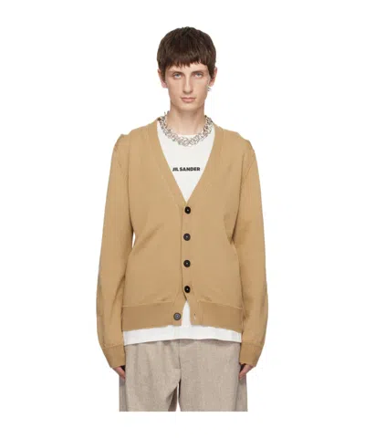 Jil Sander Hollowed-out Long-sleeved Cardigan In Nude