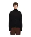 Jil Sander Hollowed-out Long-sleeved Knitted Cardigan In Black