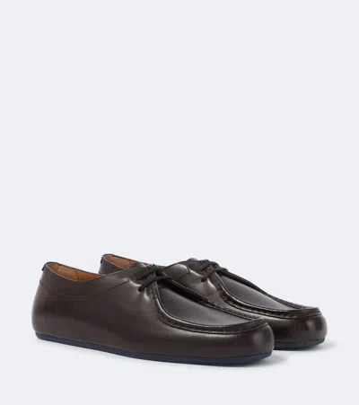 Jil Sander Cocoa Lightweight Leather Hood Lace-up Shoes In Multi