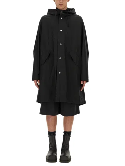 JIL SANDER JIL SANDER HOODED BLACK COTTON PARKA