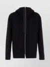 Jil Sander Hooded Cashmere Cardigan With Ribbed Cuffs And Hem In Black