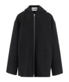 Jil Sander Black Hooded Wool Jacket In Black