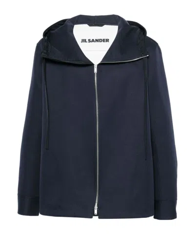 Jil Sander Hooded Cotton-silk Jacket In Black