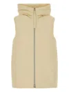 Jil Sander Hooded Sleeveless Padded Down Coat In Neutral
