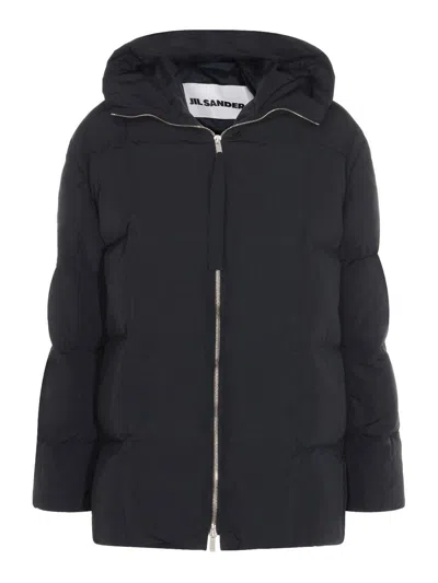 Jil Sander Hooded Down Jacket In Black