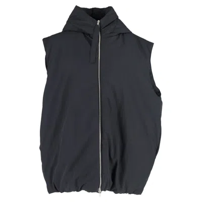 Jil Sander Hooded Down Vest In Black Recycled Polyester