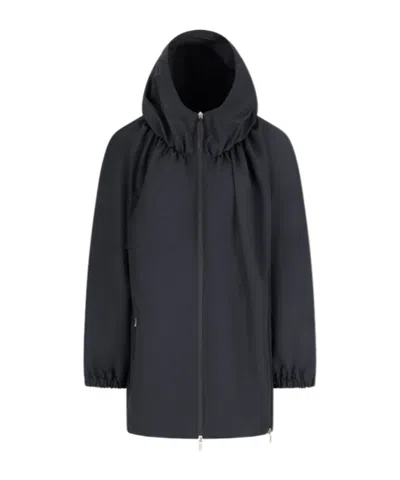 Jil Sander Hooded Gathered Jacket In Black