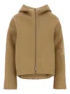 Jil Sander Long Sleeve Hooded Felt Outerwear In Brown