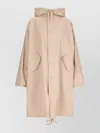 Jil Sander Hooded Long Length Flap Pockets Jacket In Pink