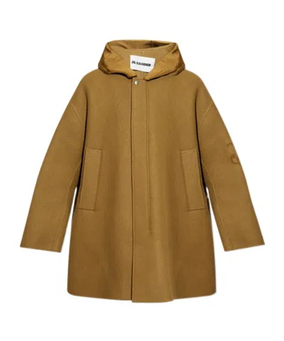 Jil Sander Hooded Long-sleeved Coat In Brown