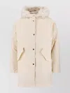 Jil Sander Hooded Longline Jacket With Faux Fur Trim In Multi