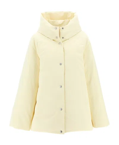 Jil Sander Hooded Midi Coat In White