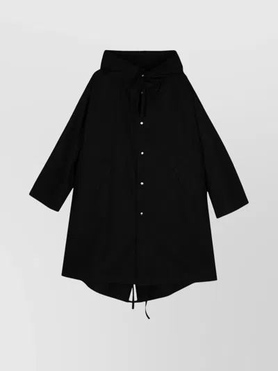 JIL SANDER HOODED MIDI PARKA WITH DRAWSTRING WAIST