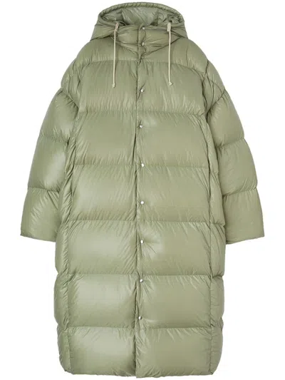 Jil Sander Hooded Padded Coat In Green