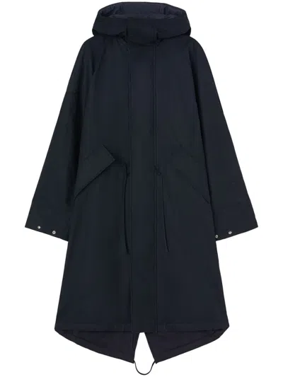 Jil Sander Hooded Padded Parka Coat In Blue