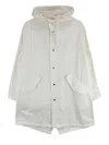 Jil Sander Hooded Parka Coat In White