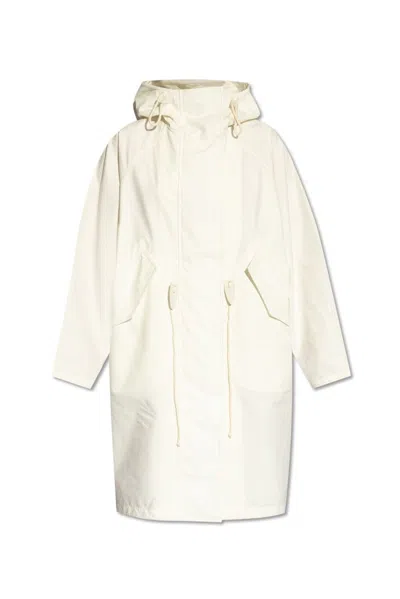 Jil Sander Hooded Parka Coat In White