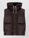 Jil Sander Hooded Quilted Down Jacket Drawstring Detail In Brown