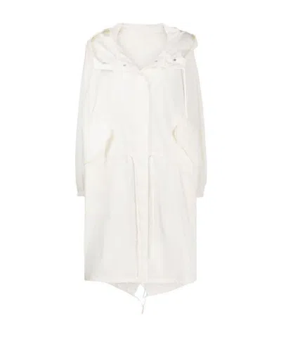 Jil Sander Hooded Rain Coat In White