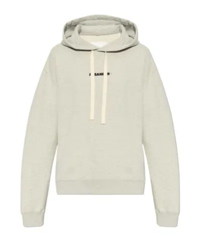 JIL SANDER JIL SANDER LOGO PRINTED DRAWSTRING HOODIE