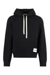 Jil Sander Logo Patch Hoodie In Black Cotton In Black