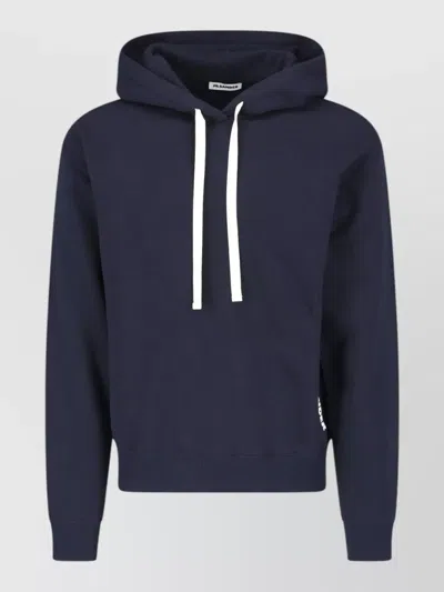 Jil Sander Hooded Sweatshirt Relaxed Fit Drawstring Hood In Blue
