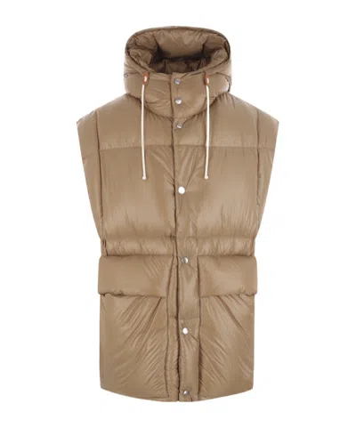 Jil Sander Hooded Vest In Beige