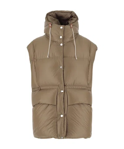 Jil Sander Hooded Vest In Brown