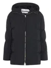Jil Sander Hooded Long Padded Quilted Jacket In Black
