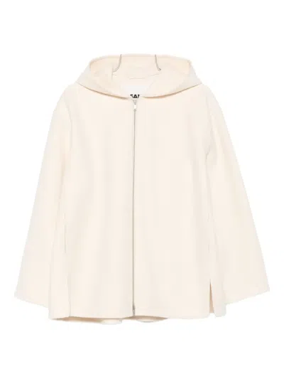 Jil Sander Hooded Zip-front Jacket In Neutral