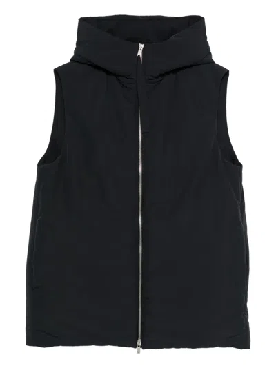 Jil Sander Hooded Zip-front Vest In Black