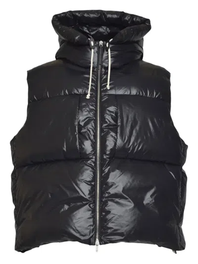 Jil Sander Cropped Sleeveless Puffer Jacket With Finish In Black