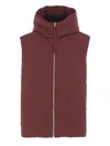 Jil Sander High Neck Hooded Padded Vest In Burgundy