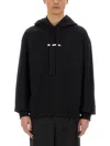 Jil Sander Relaxed Fit Black Cotton Hoodie With Logo Print In Black