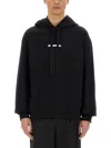 Jil Sander Relaxed Fit Black Cotton Hoodie With Logo Print In Black