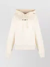 Jil Sander Logo Cotton Hoodie With Drawstring Hood In Neutral