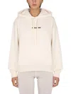 Jil Sander Logo Print Cotton Hoodie In Ivory