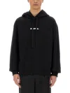 Jil Sander Relaxed Fit Black Cotton Hoodie With Logo Print In Black