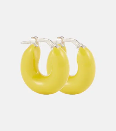 Jil Sander Enamelled Sterling-silver Hoop Earrings In Yellow