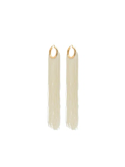 Jil Sander Hoops Fringe Earrings In Gold