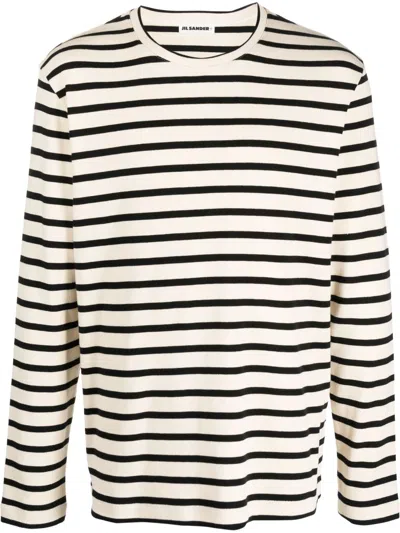 Jil Sander Horizontal Stripe-print Sweatshirt In Neutrals