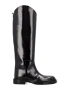 Jil Sander Asymmetric Leather Boots In Black