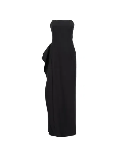 Pre-owned Jil Sander Hourglass Strapless Ruffle Maxi Dress In Black