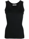 Jil Sander Ribbed Scoop Neck Sleeveless Top In Black