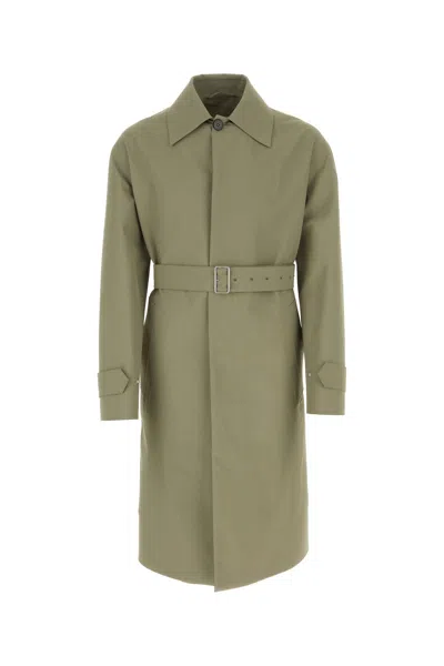 JIL SANDER JIL SANDER ARMY GREEN COTTON TRENCH COAT