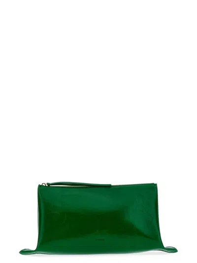 Jil Sander 'impero' Media' Clutch In Green